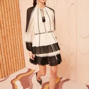 ULLA JOHNSON Loreli embroidered silk-crepon mini dress. Size 4